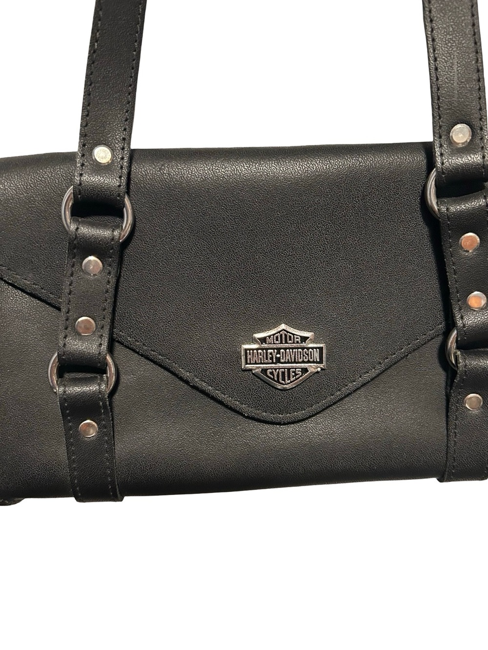 Harley-Davidson Black Leather Studded Shoulder Bag